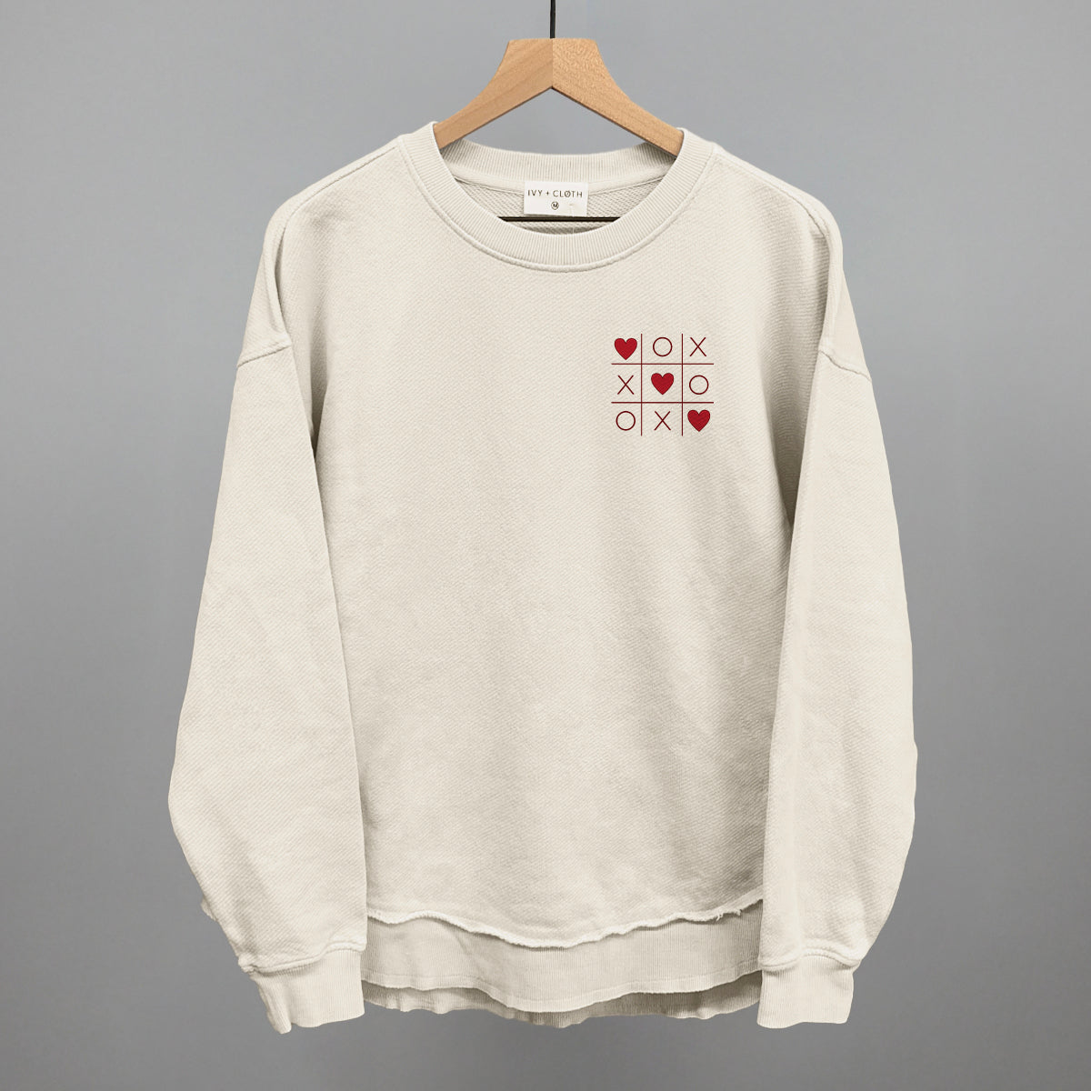 Tic Tac Toe Red Hearts (Left Chest)