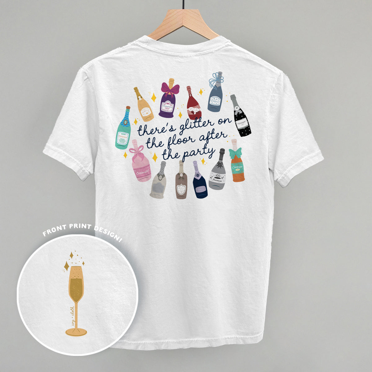Glitter Champagne Bottles Doodle (Back Print)