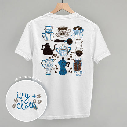 Blue & Brown Coffee Doodles (Back Print)