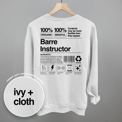 Barre Instructor Nutrition Facts (Back Print)