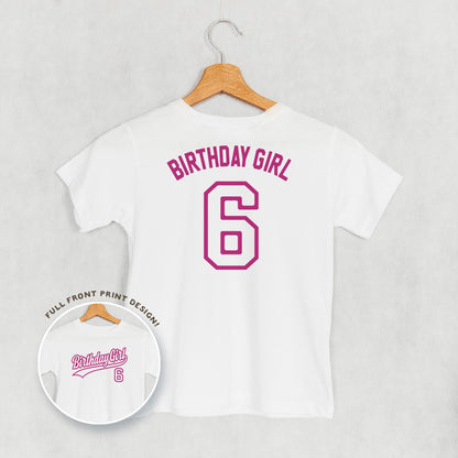 Birthday Girl Varsity #6 (Kids Back Print)