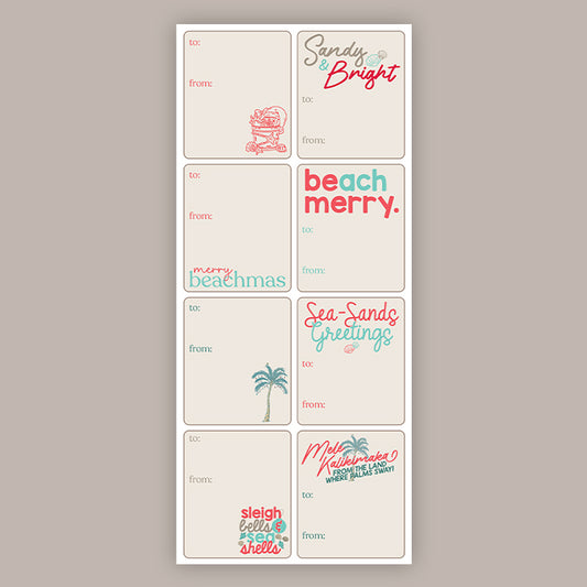 Merry Beachmas Holiday Tags (Sticker Sheet)