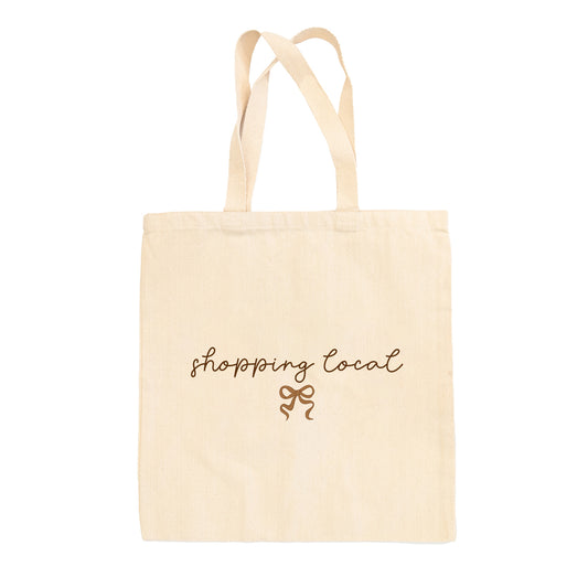Shopping Local Script + Bow Tote Bag