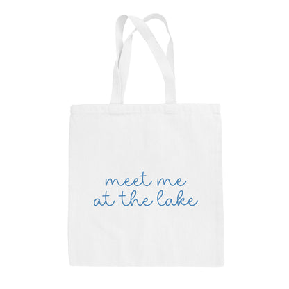 Meet Me At The Lake Blue Script (Tote Bag)