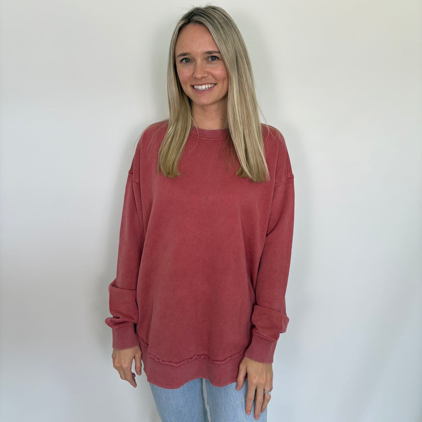 Marsala Oversized Terry Poncho