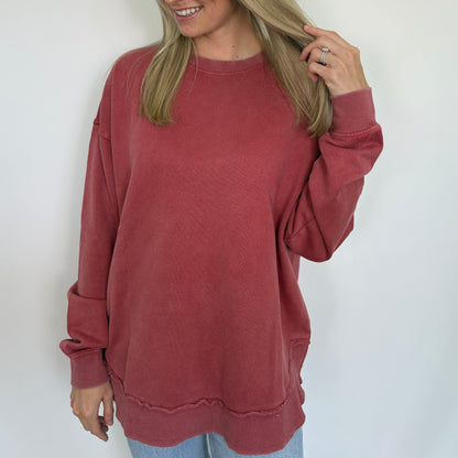 Marsala Oversized Terry Poncho
