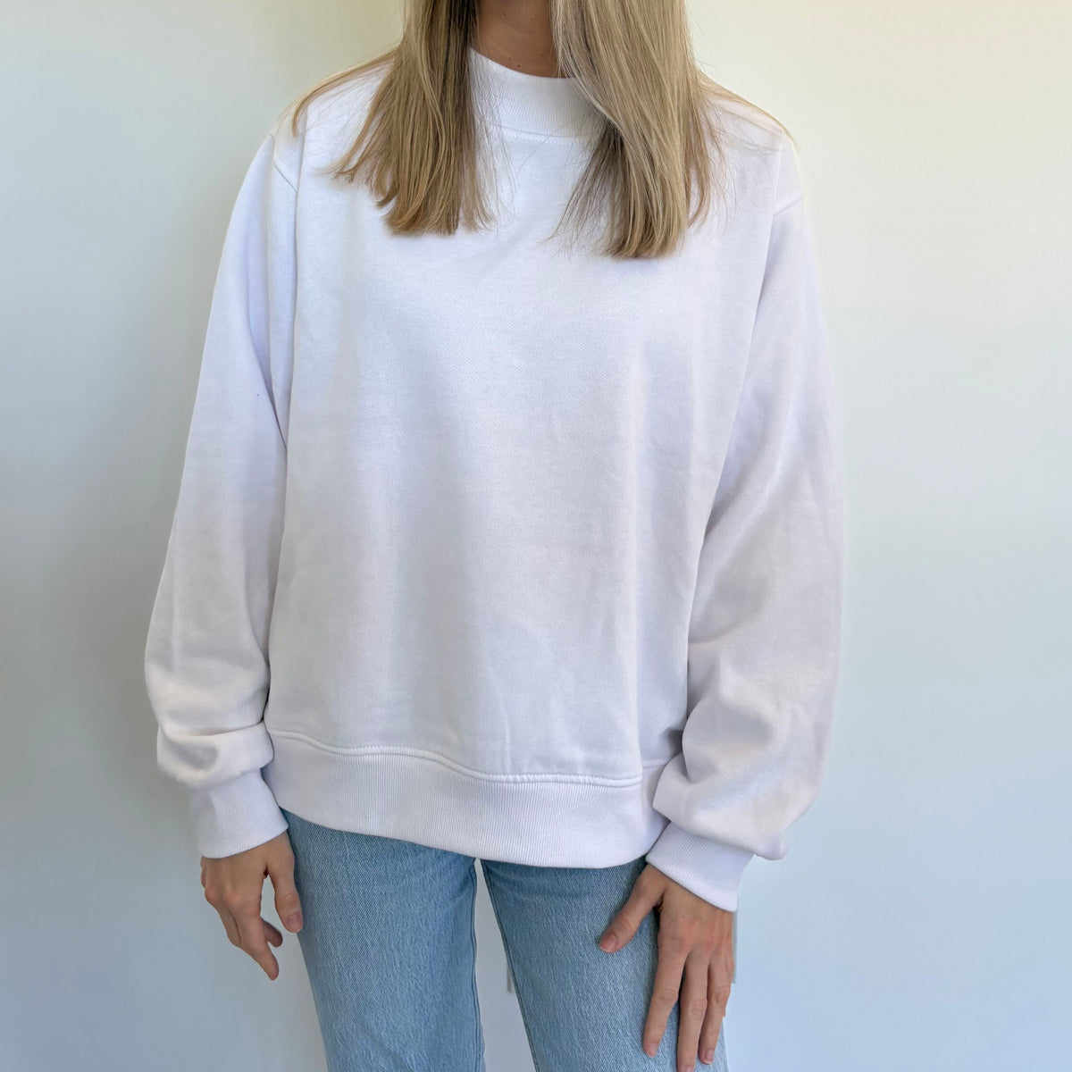 White Oversized Fleece Mockneck