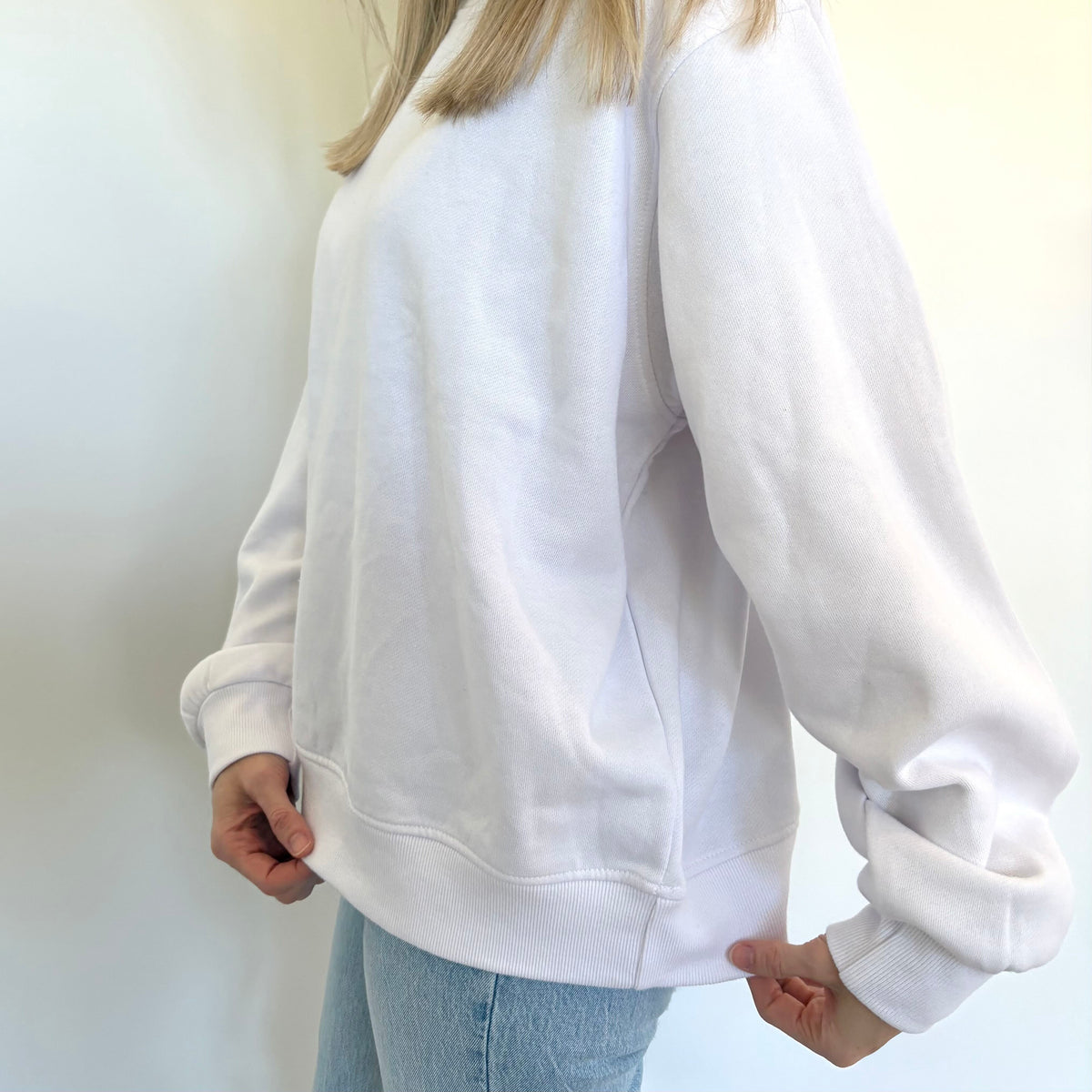 White Oversized Fleece Mockneck