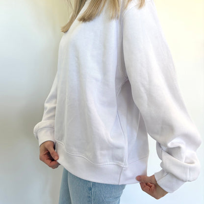 White Oversized Fleece Mockneck