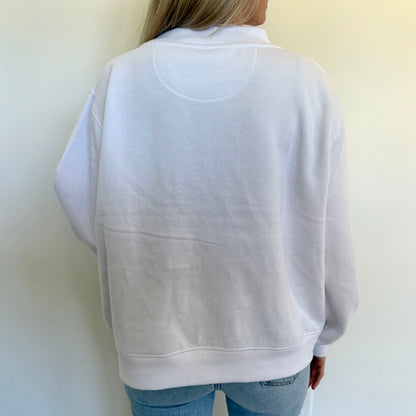 White Oversized Fleece Mockneck
