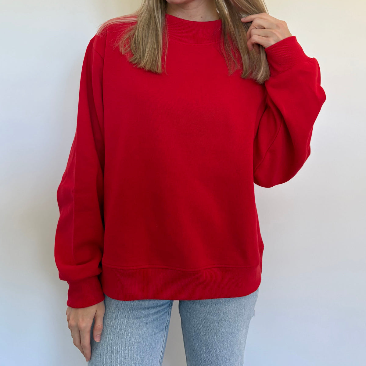 Red Oversized Fleece Mockneck