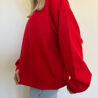 Red Oversized Fleece Mockneck