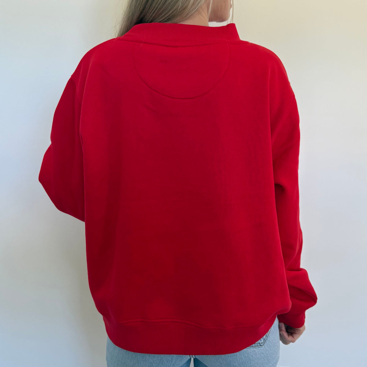 Red Oversized Fleece Mockneck
