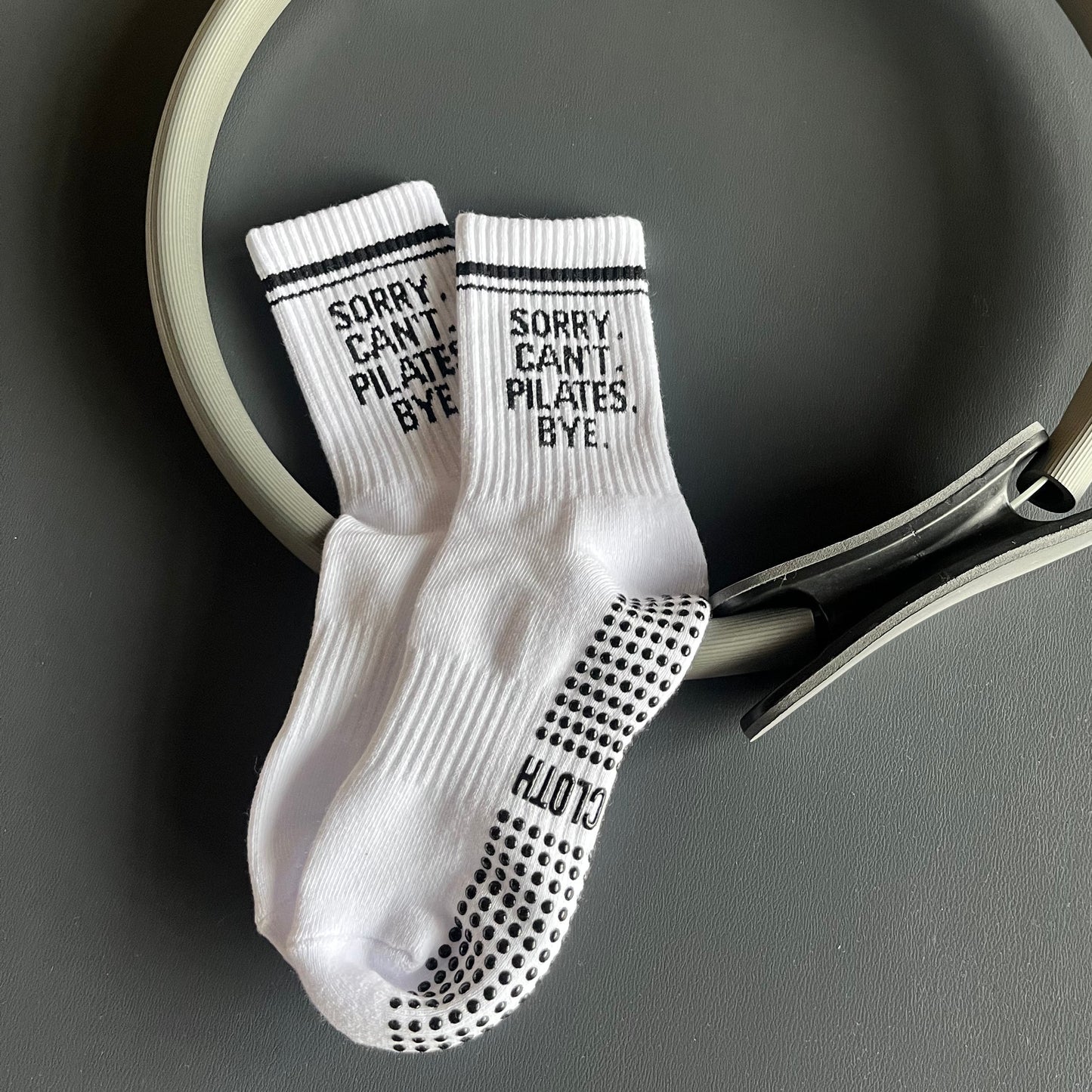 Sorry Can't Pilates Bye Grip Socks