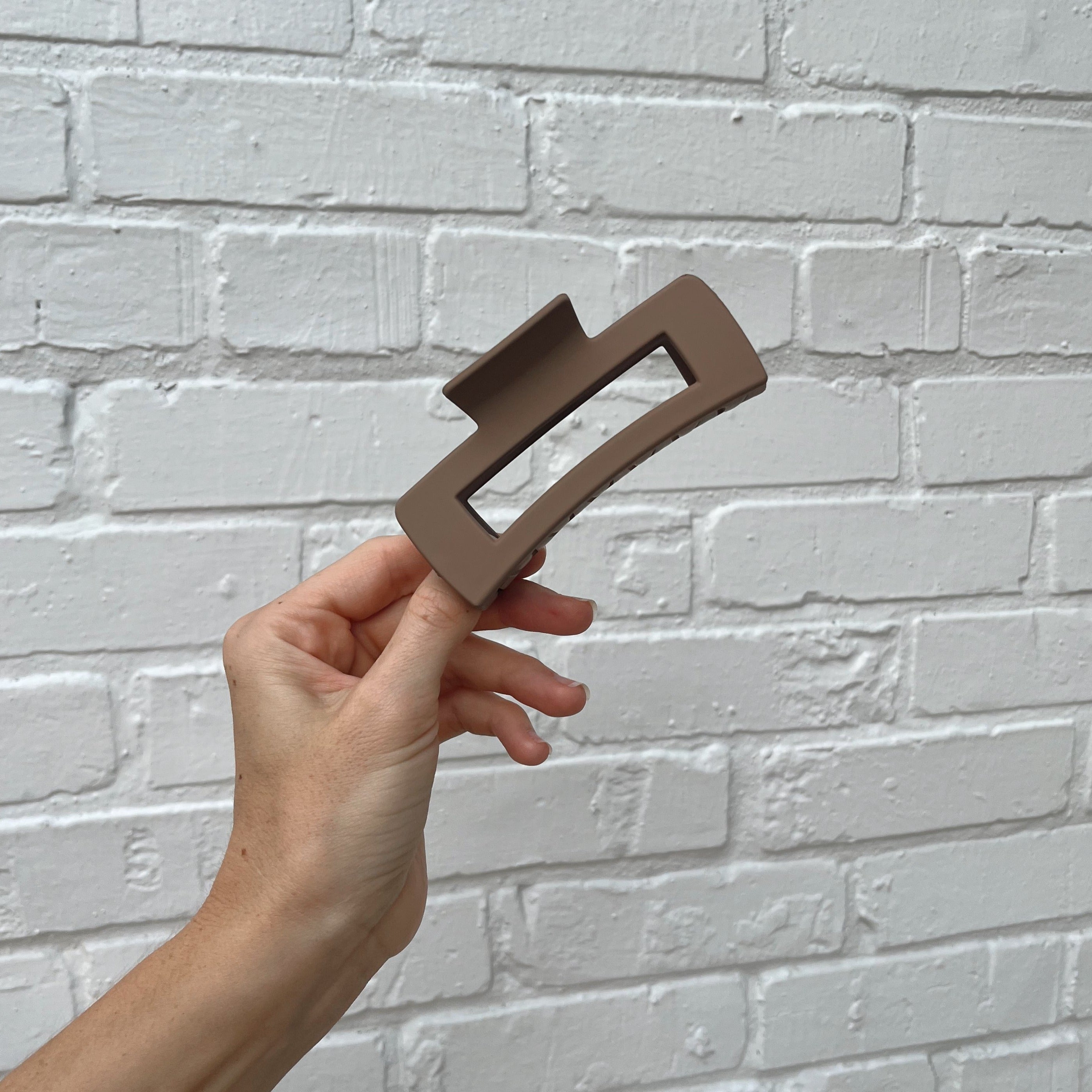Latte Rectangles Claw Clip