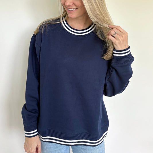 Navy Oversized Varsity Crew