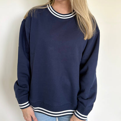 Navy Oversized Varsity Crew