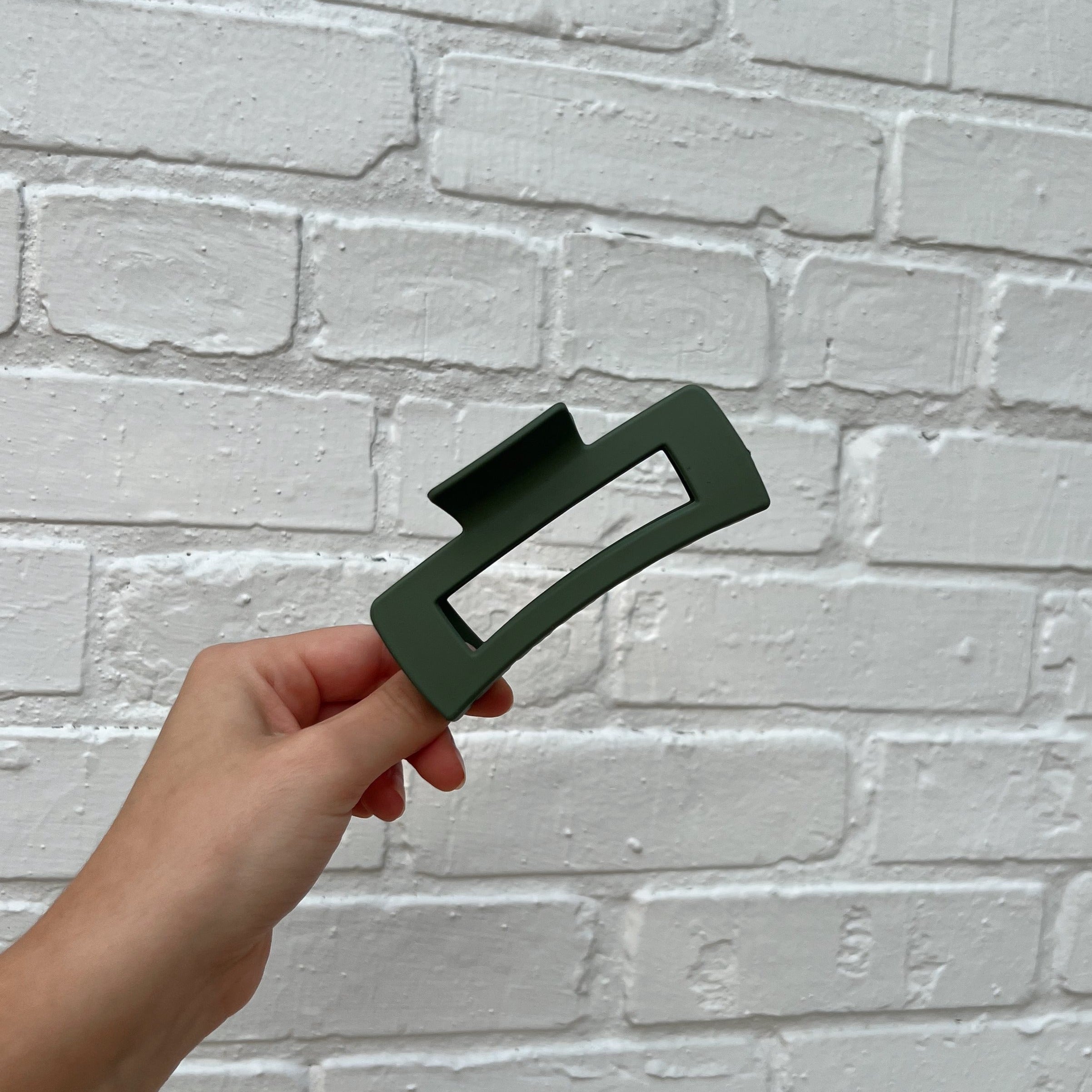 Olive Rectangles Claw Clip