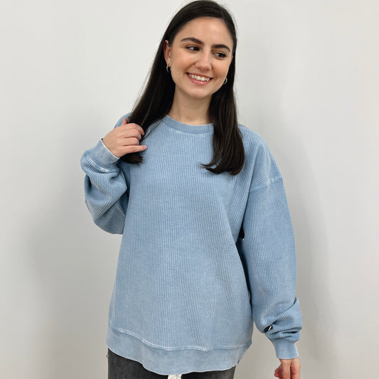 Pacific Blue Oversized Corded Crew
