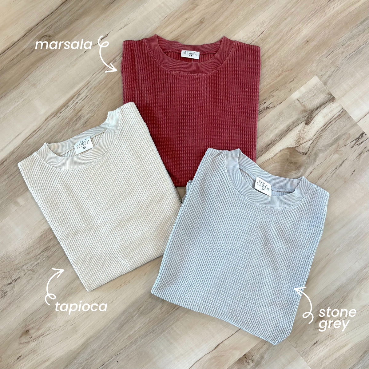 Stone Grey Relaxed Waffle Long Sleeve