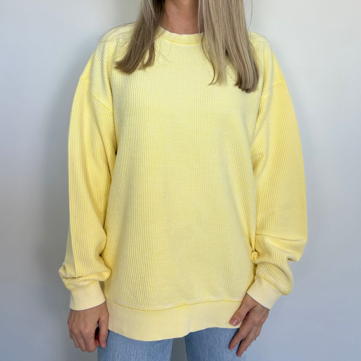 Butter Yellow Oversized Corded Crew