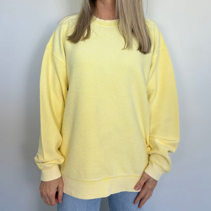 Butter Yellow Oversized Corded Crew
