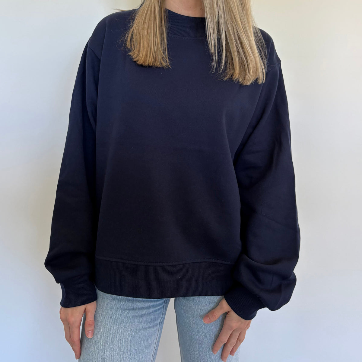Navy Oversized Fleece Mockneck