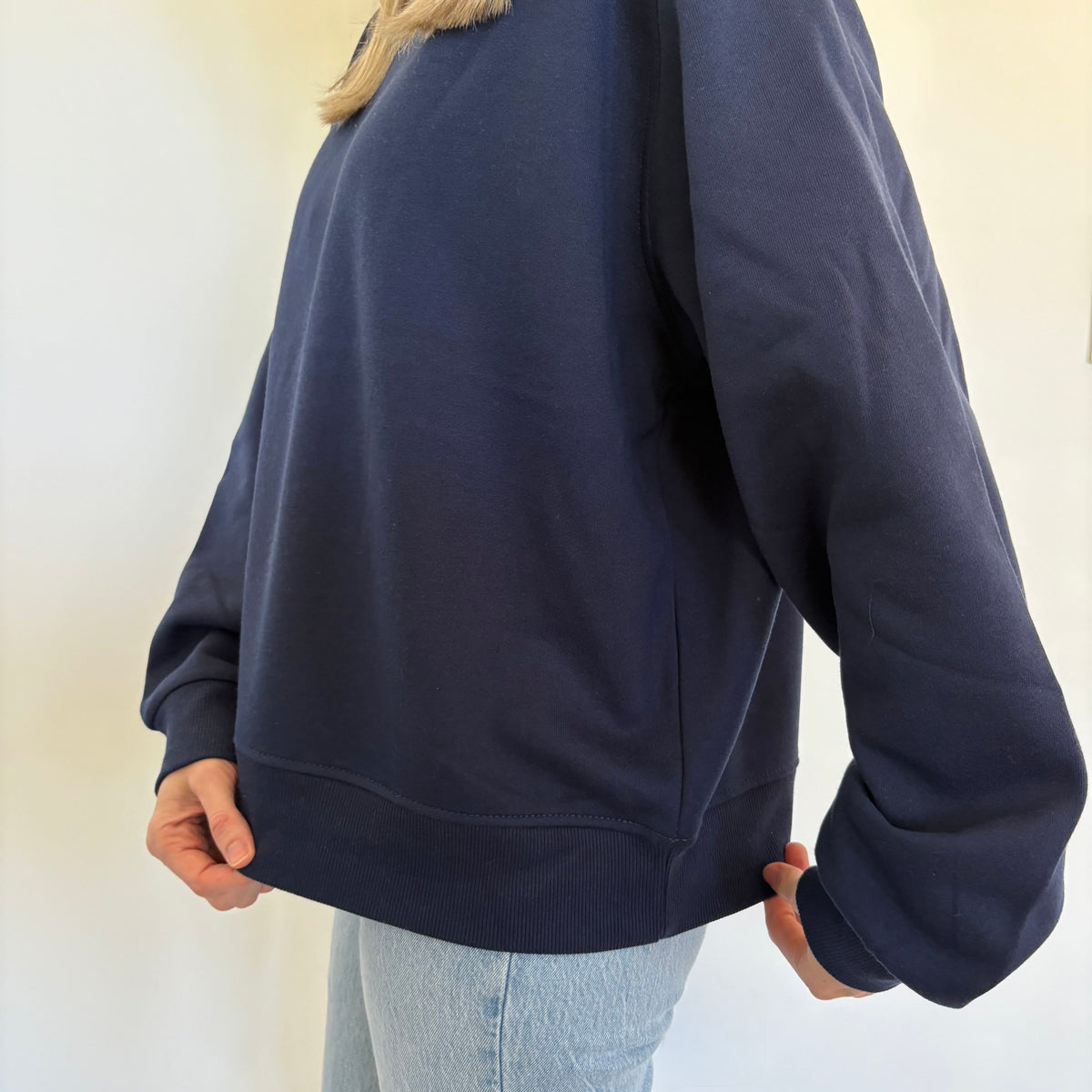 Navy Oversized Fleece Mockneck