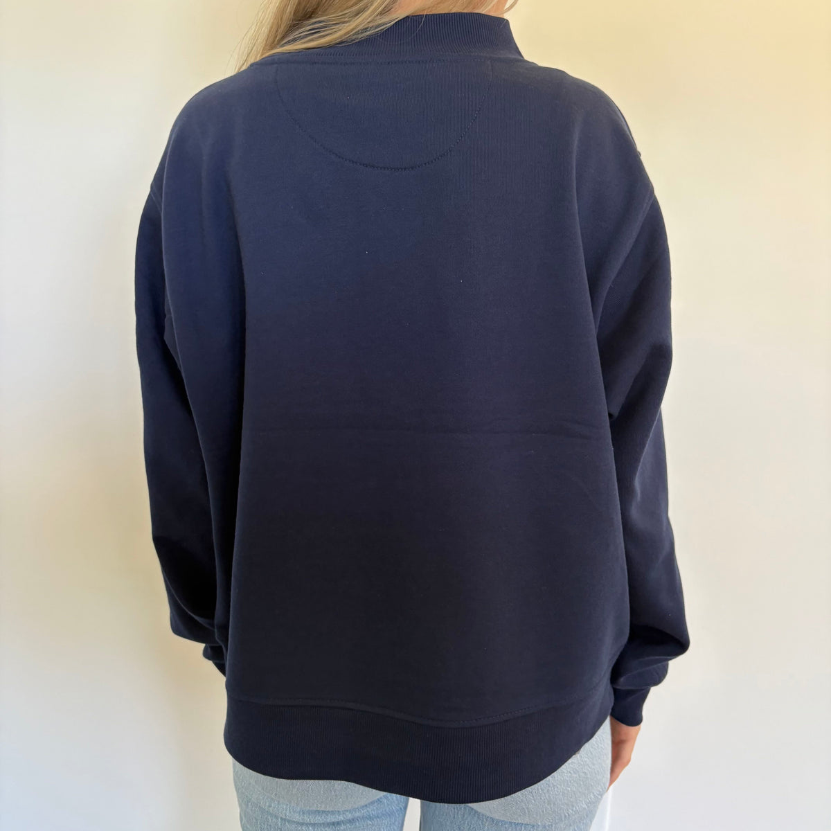 Navy Oversized Fleece Mockneck