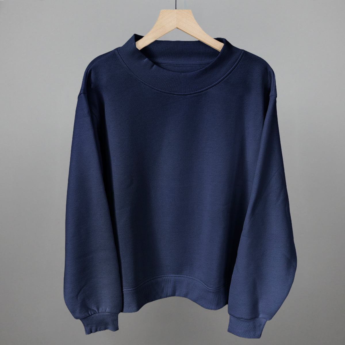 Navy Oversized Fleece Mockneck